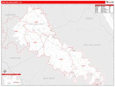 King William County, VA Digital Map Red Line Style